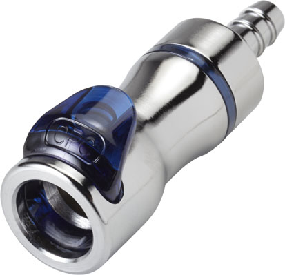 LQ4D17004BLUV - Kupplung MS-VC mit Schlauchtülle 6,4 mm mit Absperrung, blau, Non-Spill, FKM-Dichtung