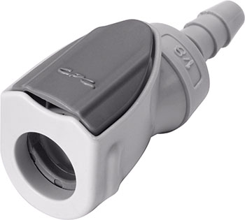 NS1D170212 - Kupplung PP mit Schlauchtülle 3,2 mm mit Absperrung, Non-Spill