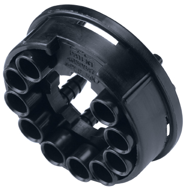 TFB1002 - Zehnfachverb. Kupplung Nylon mit 3,2 mm Acetal Kuppl. Einsätzen ohne Absperrung