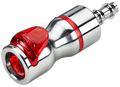 LQ4D17004LRED - Kupplung MS-VC mit Locking Schlauchtülle 6,4 mm mit Absperrung, rot, Non-Spill
