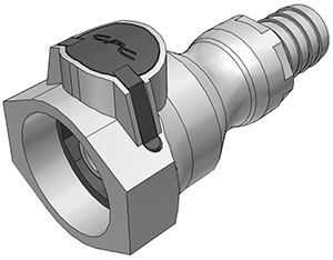 98100 - UDC Kupplung PP mit Schlauchtülle 15,9 mm mit Absperrung, EPDM O-Ring