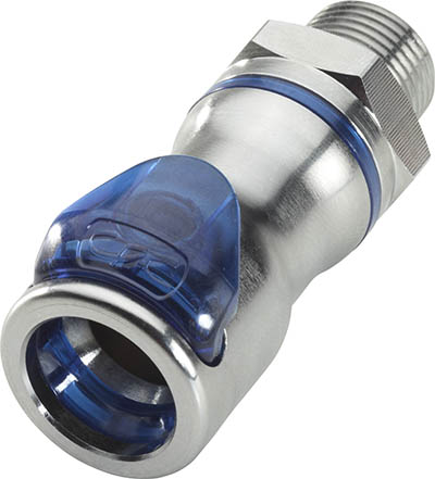 LQ6D10006BLU - Kupplung MS-VC mit AG 3/8" NPT mit Absperrung, blau, Non-Spill