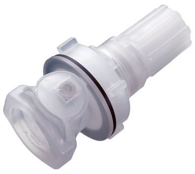 CQHD06110106106 - Kupplung PP mit Schottvorrichtung 3/8" Flare mit Absperrung, metallfrei Chemraz®-Dichtung und PPS Feder