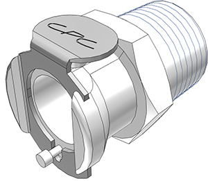 PLC10006BSPT - Kupplung Acetal mit konischem AG 3/8" BSPT ohne Absperrung