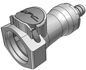 60600 - Kupplung PP mit Schlauchtülle 9,5 mm mit Absperrung, NSF (HFCD17612 NSF)