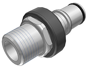 NS6D24008BSPT - Stecker PP mit konischem AG 1/2" BSPT mit Absperrung, Non-Spill