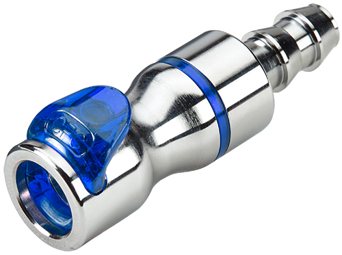 LQ4D17006LBLU - Kupplung MS-VC mit Locking Schlauchtülle 9,5 mm mit Absperrung, blau, Non-Spill