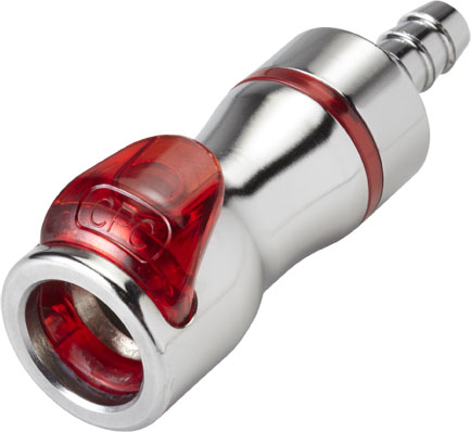 LQ4D17004RED - Kupplung MS-VC mit Schlauchtülle 6,4 mm mit Absperrung, rot, Non-Spill