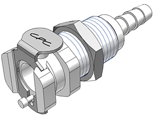 9001800 - Kupplung Acetal Schott mit Schlauchtülle 4,8 mm mit Absperrung, NSF (PMCD1603 NSF)