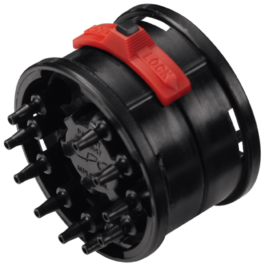 TT10M3 - Zehnfachverbinder komplett, Acetal mit 3,0 mm Einsätzen ohne Absperrung