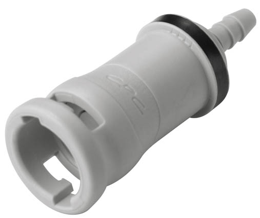 NS2D170212 - Kupplung PP mit Schlauchtülle 3,2 mm mit Absperrung, Non-Spill