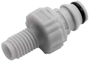 NS1D24042812V - Stecker PP mit 1/4-28 AG mit Absperrung, Non-Spill, FKM-Dichtung