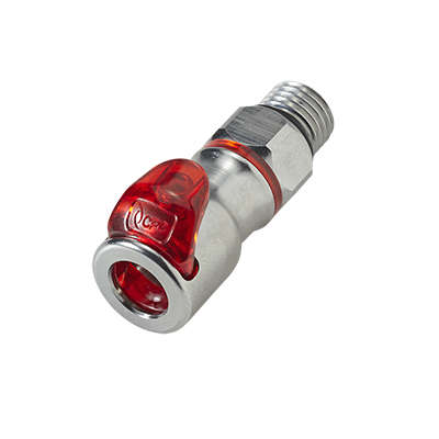 LQ2D3004REDV - Kupplung MS-VC mit AG 1/4 SAE-4 mit Absperrung, rot, Non-Spill, FKM-Dichtung