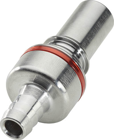 LQ6D22006RED - Stecker MS-VC mit Schlauchtülle 9,5 mm mit Absperrung, rot, Non-Spill