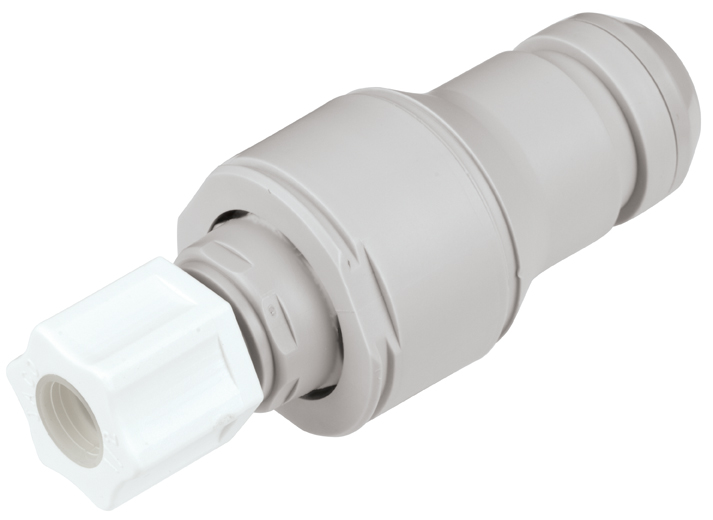 NSHD20008 - Stecker PP mit Klemmverschraubung 12,7 mm AD mit Absperrung, Non-Spill