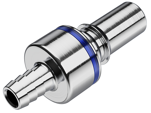 LQ6D22006BLU - Stecker MS-VC mit Schlauchtülle 9,5 mm mit Absperrung, blau, Non-Spill