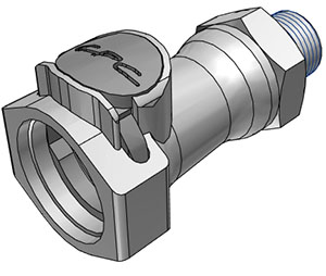 63300 - Kupplung PP mit konischem AG 3/8" NPT mit Absperrung, NSF (HFCD10612 NSF)