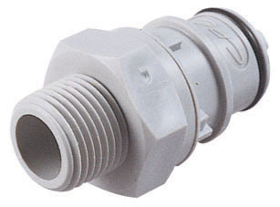 60500 - Stecker PP mit konischem AG 3/8" NPT mit Absperrung, NSF (HFCD24612 NSF)