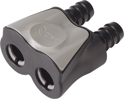 DTLD17006MBLK - Kupplung 2-fach, ABS mit Schlauchtülle 9,5 mm mit Absperrung, schwarz