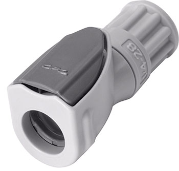 NS1D19042812 - Kupplung PP 1/4-28 Flat Bottom IG mit Absperrung, Non-Spill