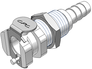 12900 - Kupplung Acetal Schott mit Schlauchtülle 6,4 mm mit Absperrung, NSF (PMCD1604 NSF)