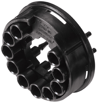 TFB10M3 - Zehnfachverb. Kupplung Nylon mit 3,0 mm Acetal Kuppl. Einsätzen ohne Absperrung