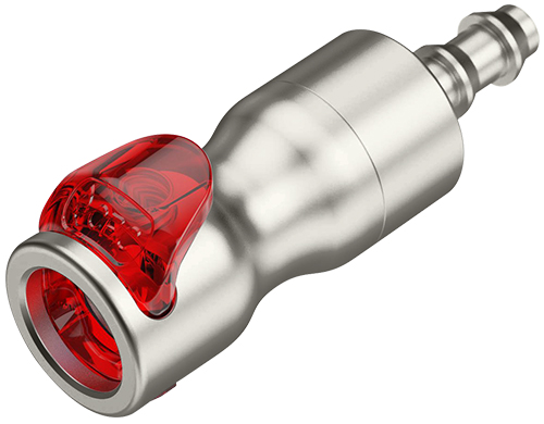 LQ4SD17004LRED - Kupplung Edelstahl mit Locking Schlauchtülle 6,4 mm, mit Absperrung, rot, Non-Spill