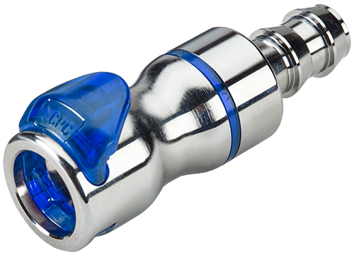LQ6D17008LBLU - Kupplung MS-VC mit Locking Schlauchtülle 12,7 mm mit Absperrung, blau, Non-Spill
