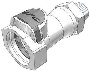 80100 - Kupplung PSU mit konischem AG 3/8" NPT mit Absperrung, NSF (HFCD10635 NSF)