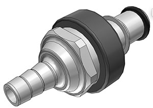 NS4D22004SMZ - Stecker PP mit Schlauchtülle 6,4 mm mit Absperrung, Non-Spill, Simriz®-Dichtung