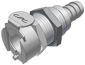 75800 - Kupplung MS-VC Schott mit Schlauchtülle 9,5 mm mit Absperrung, NSF (LCD16006 NSF)