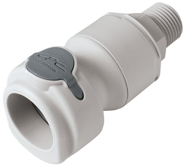 NSHD10008V - Kupplung Polypropylen mit konischem AG 1/2" NPT mit Absperrung, Non-Spill, FKM-Dichtung