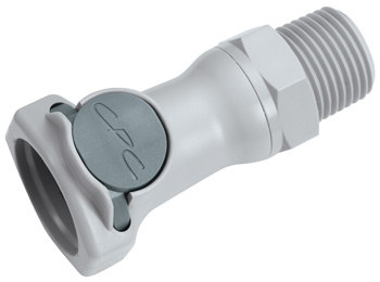 62800 - Kupplung PP mit konischem AG 1/2" NPT mit Absperrung, NSF (HFCD10812 NSF)