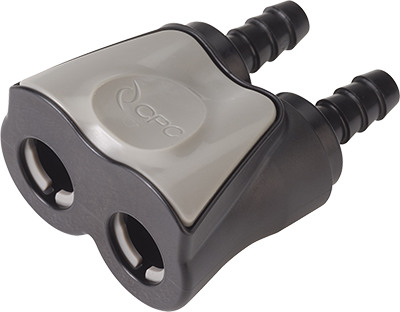 DTLD17004MBLK - Kupplung 2-fach, ABS mit Schlauchtülle 6,4 mm mit Absperrung, schwarz