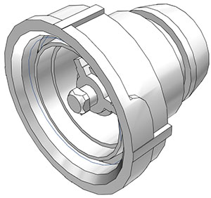 97400 - UDC Cap 38mm Acetal mit Absperrung ohne Gewindedichtung, EPDM O-Ring