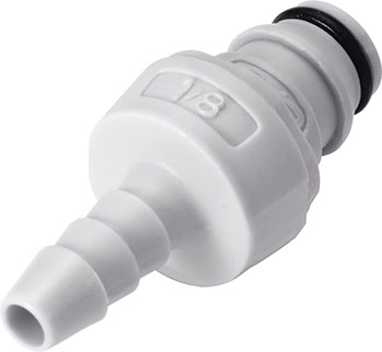 NS1D220212 - Stecker PP mit Schlauchtülle 3,2 mm mit Absperrung, Non-Spill