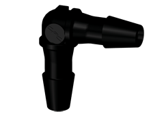 HE431 - Winkel-Schlauchverbinder 3,2 mm, Nylon, schwarz