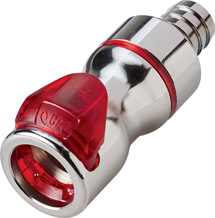 LQ6D17008RED - Kupplung MS-VC mit Schlauchtülle 12,7 mm mit Absperrung, rot, Non-Spill
